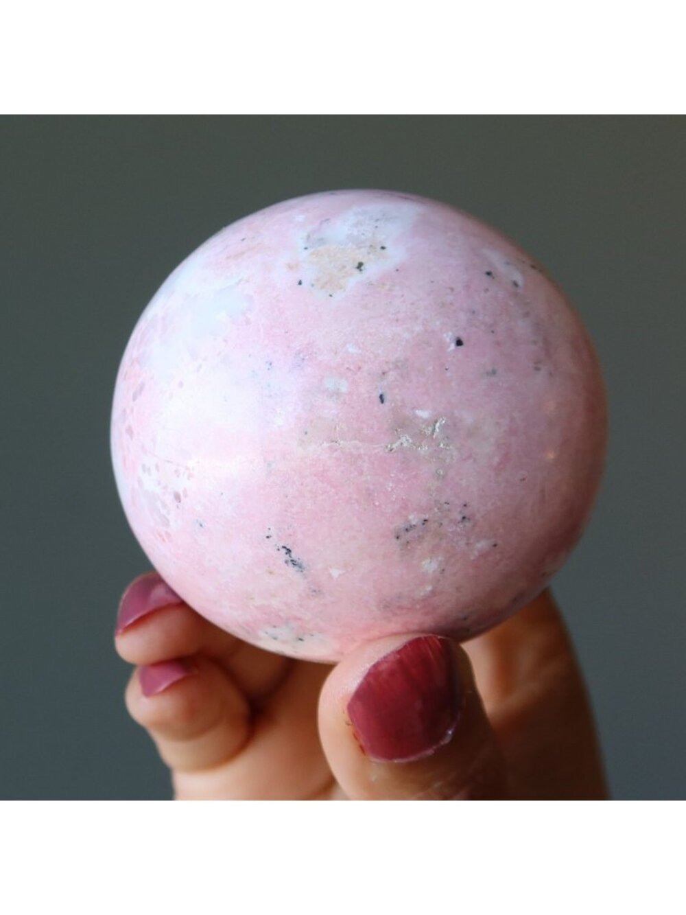 Rhodonite Sphere Pretty in Pink Crystal Ball Heart Gemstone Soulmate Stone Orb